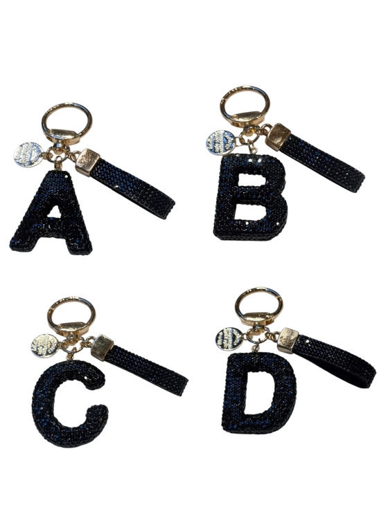 Accessories - Crystal-Encrusted Black Letter Purse Charm Keychain NWT! (Choose Your Letter)